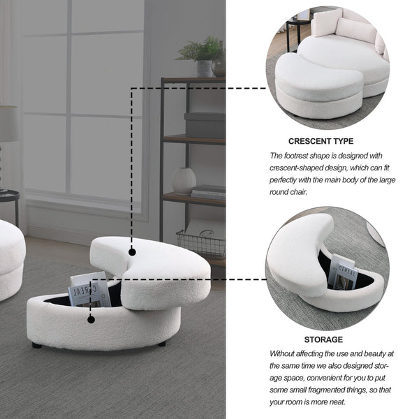 English Elm Welike Swivel Accent Barrel Modern Sofa Lounge Club Chair with Storage Ottoman, Linen, Round Cozy Seating W83469823