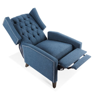 English Elm 27.16" Wingback Manual Recliner with Nailhead Trim Deep Foam Cushion Club Chair W68032508