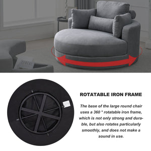 English Elm Welike Swivel Accent Barrel Modern Linen Sofa Lounge Club Round Chair with Storage Ottoman Cozy Plush Comfort and Durable Frame DARK GREY W834S00028