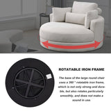 Hearth and Haven Welike Swivel Accent Barrel Modern Sofa Lounge Club Big Round Chair with Storage Ottoman Linen Fabric For Living Room Hotel with Pillows W83469808