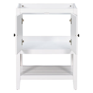 English Elm 24" Freestanding Bathroom Vanity Solid Wood Frame White Finish with Open Shelf WF287735AAK