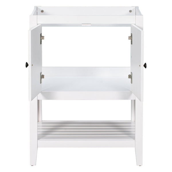 English Elm 24" Freestanding Bathroom Vanity Solid Wood Frame White Finish with Open Shelf WF287735AAK