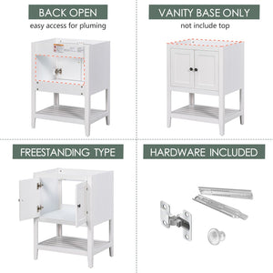 English Elm 24" Freestanding Bathroom Vanity Solid Wood Frame White Finish with Open Shelf WF287735AAK