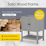 English Elm 24" Bathroom Vanity Base Only, Soild Wood Frame, Bathroom Storage Cabinet With Doors and Open Shelf, Grey