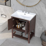 24 Modern Bathroom Vanity with Ceramic Sink  Brown