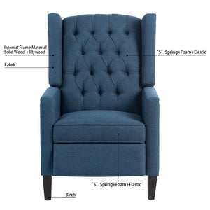 English Elm 27.16" Wingback Manual Recliner with Nailhead Trim Solid Wood Frame Club Chair W680P451420