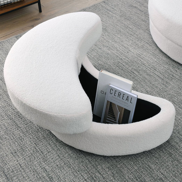 English Elm Welike Swivel Accent Barrel Modern Sofa Lounge Club Chair with Storage Ottoman, Linen, Round Cozy Seating W83469823