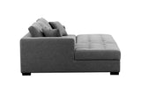 English Elm 111'' Tufted Fabric 3-Seat L-Shape Sectional Sofa Couch Set W/Chaise Lounge, Ottoman Coffee Table Bench, Dark Grey