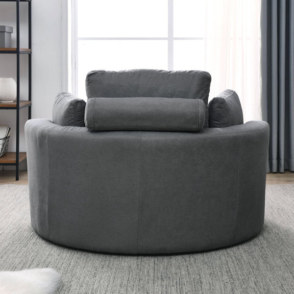 English Elm Welike Swivel Accent Barrel Chair with Hidden Storage Ottoman, Linen Upholstery, Modern Lounge Sofa 51" DARK GREY W83469809