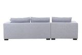 English Elm Tufted Fabric 3-Seat L-Shape Sectional Sofa Couch Set W/Chaise Lounge, Ottoman Coffee Table Bench, Light Grey