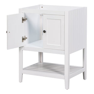 English Elm 24" Freestanding Bathroom Vanity Solid Wood Frame White Finish with Open Shelf WF287735AAK