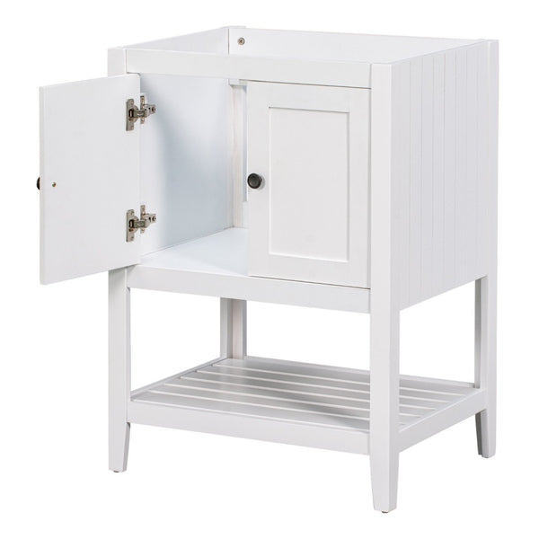 English Elm 24" Freestanding Bathroom Vanity Solid Wood Frame White Finish with Open Shelf WF287735AAK