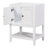 English Elm 24" Bathroom Vanity Base Only, Soild Wood Frame, Bathroom Storage Cabinet With Doors and Open Shelf, White