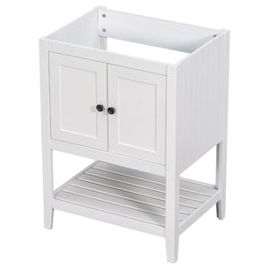 English Elm 24" Freestanding Bathroom Vanity Solid Wood Frame White Finish with Open Shelf WF287735AAK