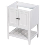 English Elm 24" Bathroom Vanity Base Only, Soild Wood Frame, Bathroom Storage Cabinet With Doors and Open Shelf, White