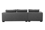 English Elm 111'' Tufted Fabric 3-Seat L-Shape Sectional Sofa Couch Set W/Chaise Lounge, Ottoman Coffee Table Bench, Dark Grey