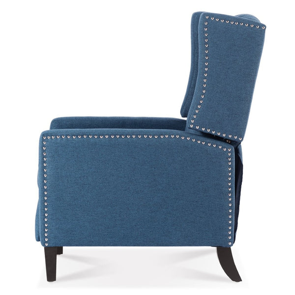 English Elm 27.16" Wingback Manual Recliner with Nailhead Trim Deep Foam Cushion Club Chair W68032508