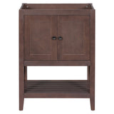 English Elm 24" Bathroom Vanity Base Only, Soild Wood Frame, Bathroom Storage Cabinet With Doors and Open Shelf, Brown