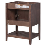 English Elm 24" Bathroom Vanity Base Only, Soild Wood Frame, Bathroom Storage Cabinet With Doors and Open Shelf, Brown