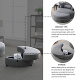 Hearth and Haven Welike Swivel Accent Barrel Modern Dark Grey Sofa Lounge Club Big Round Chair with Storage Ottoman Linen Fabric For Living Room Hotel with Pillows W83469809