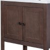 English Elm [Video] 24" Brown Modern Sleek Bathroom Vanity Elegant Ceramic Sink With Solid Wood Frame Open Style Shelf (Old Sku: Jl000004Aad)