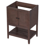 English Elm 24" Bathroom Vanity Base Only, Soild Wood Frame, Bathroom Storage Cabinet With Doors and Open Shelf, Brown