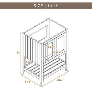English Elm 24" Freestanding Bathroom Vanity Solid Wood Frame White Finish with Open Shelf WF287735AAK