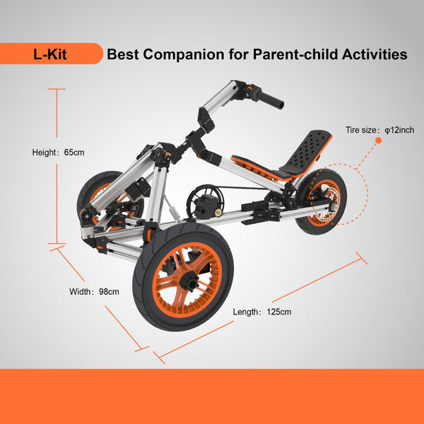 English Elm Kidrock Modular Aluminum Go Kart Set 20 Configurations Grows with Kids Ages 1 to 8 ET297823LKT