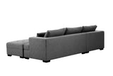 English Elm 111'' Tufted Fabric 3-Seat L-Shape Sectional Sofa Couch Set W/Chaise Lounge, Ottoman Coffee Table Bench, Dark Grey