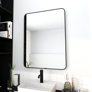 English Elm 24 Copper-Free 24 x 32 Inch Bathroom Mirror with Black Aluminum Alloy Frame, 4MM HD Glass, Sturdy Mounting W99967980