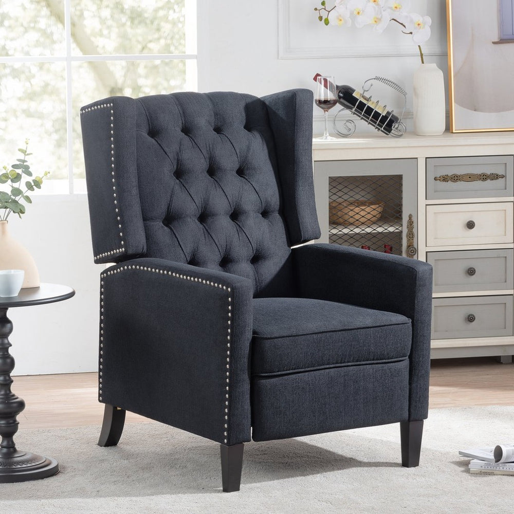 English Elm 27.16" Wingback Manual Recliner Tufted Club Chair with Nailhead Trim for Living Room W680P403873