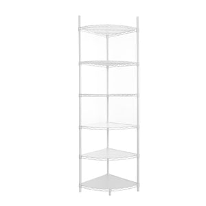 English Elm 6 6-Tier Corner Wire Shelf Rack - Heavy-Duty Adjustable Triangular Storage with Waterproof Liners, NSF Certified, 420lb Capacity White W155065920