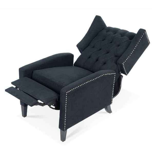 English Elm 27.16" Wingback Manual Recliner Tufted Club Chair with Nailhead Trim for Living Room W680P403873