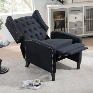 English Elm 27.16" Wingback Manual Recliner Tufted Club Chair with Nailhead Trim for Living Room W680P403873