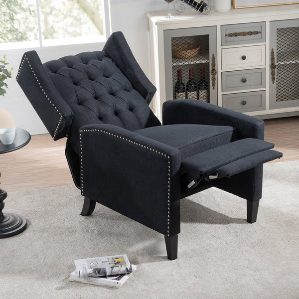 English Elm 27.16" Wingback Manual Recliner Tufted Club Chair with Nailhead Trim for Living Room W680P403873