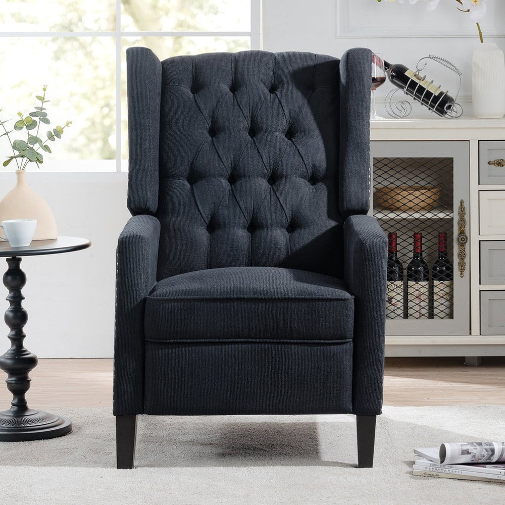 English Elm 27.16" Wingback Manual Recliner Tufted Club Chair with Nailhead Trim for Living Room W680P403873