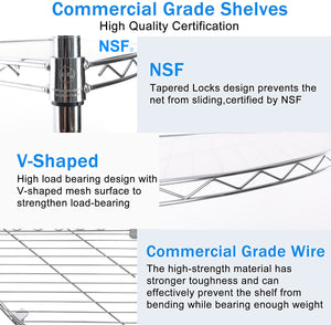 English Elm 6 6-Tier Corner Wire Shelf Rack - Heavy-Duty Adjustable Triangular Storage with Waterproof Liners, NSF Certified, 420lb Capacity Chrome W155065918