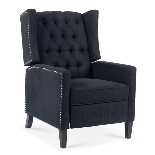 English Elm 27.16" Wingback Manual Recliner Tufted Club Chair with Nailhead Trim for Living Room W680P403873