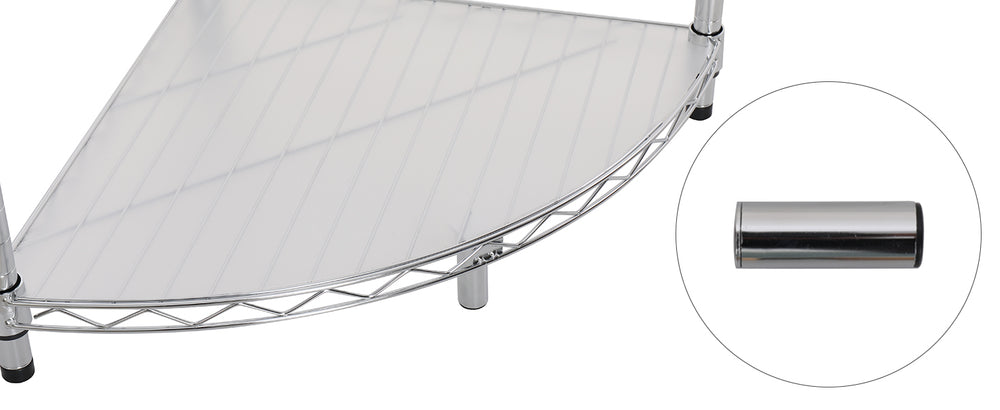 English Elm 6 6-Tier Corner Wire Shelf Rack - Heavy-Duty Adjustable Triangular Storage with Waterproof Liners, NSF Certified, 420lb Capacity Chrome W155065918