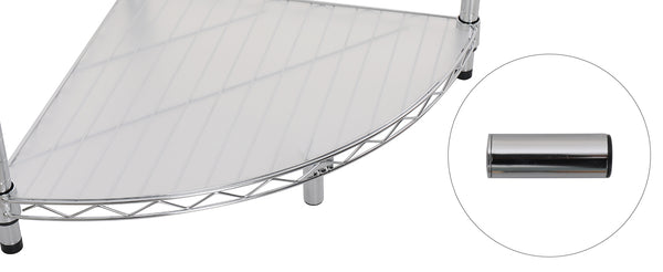 English Elm 6 6-Tier Corner Wire Shelf Rack - Heavy-Duty Adjustable Triangular Storage with Waterproof Liners, NSF Certified, 420lb Capacity Chrome W155065918