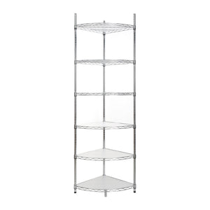 English Elm 6 6-Tier Corner Wire Shelf Rack - Heavy-Duty Adjustable Triangular Storage with Waterproof Liners, NSF Certified, 420lb Capacity Chrome W155065918