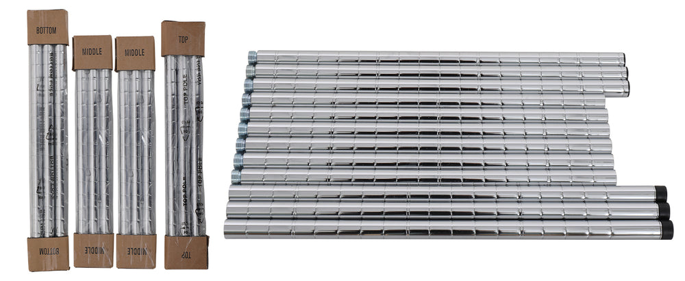 English Elm 6 6-Tier Corner Wire Shelf Rack - Heavy-Duty Adjustable Triangular Storage with Waterproof Liners, NSF Certified, 420lb Capacity Chrome W155065918