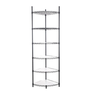 English Elm 6 6-Tier Corner Wire Shelf Rack - Heavy-Duty Adjustable Triangular Storage with Waterproof Liners, NSF Certified, 420lb Capacity Black W155065919