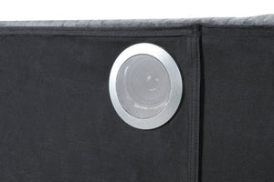 English Elm Lizelle King Bed Black Velvet with LED Fireplace Display, Bluetooth Speakers, USB Ports, Luxe Finish B00977488