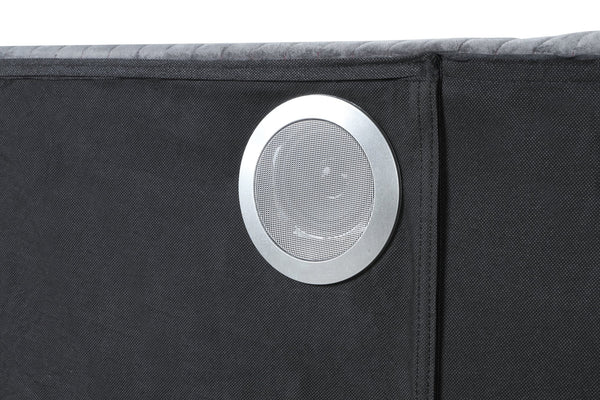 English Elm Lizelle King Bed Black Velvet with LED Fireplace Display, Bluetooth Speakers, USB Ports, Luxe Finish B00977488