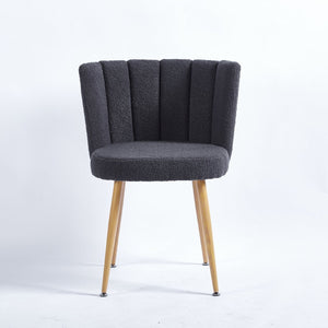 English Elm Modern Faux Fur Dining Chairs Set of 2 with Wood Grain Iron Legs for Home or Cafe W23461122