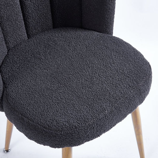 English Elm Modern Faux Fur Dining Chairs Set of 2 with Wood Grain Iron Legs for Home or Cafe W23461122