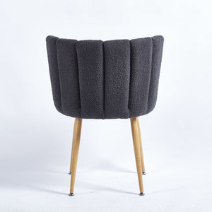 English Elm Modern Faux Fur Dining Chairs Set of 2 with Wood Grain Iron Legs for Home or Cafe W23461122