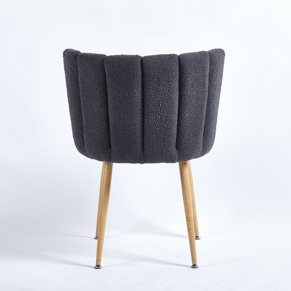 English Elm Modern Faux Fur Dining Chairs Set of 2 with Wood Grain Iron Legs for Home or Cafe W23461122
