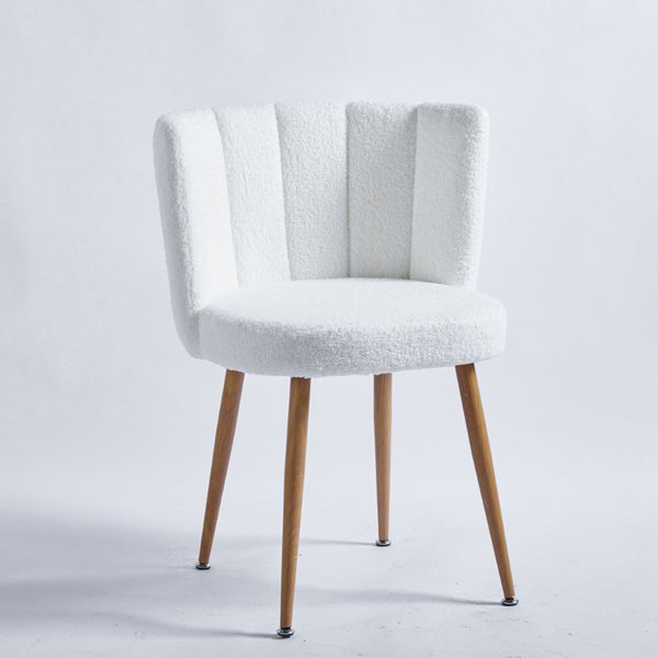 English Elm Modern Faux Fur Dining Chairs Set of 2 with Wood Grain Iron Legs for Home or Cafe W23461121